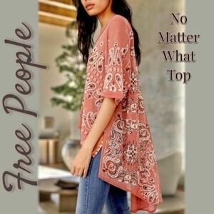 FREE PEOPLE No Matter What Cotton Mesh Top in Moody Combo